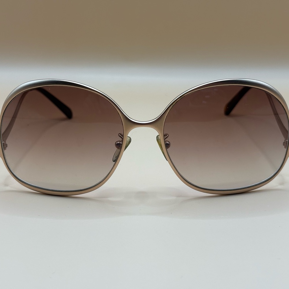 Balenciaga Gold and Brown Oversized Sunglasses